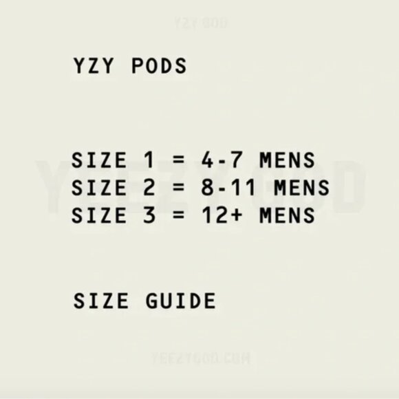 YZY PODS Size 1 (4 - 7 MENS) - Picture 2 of 6